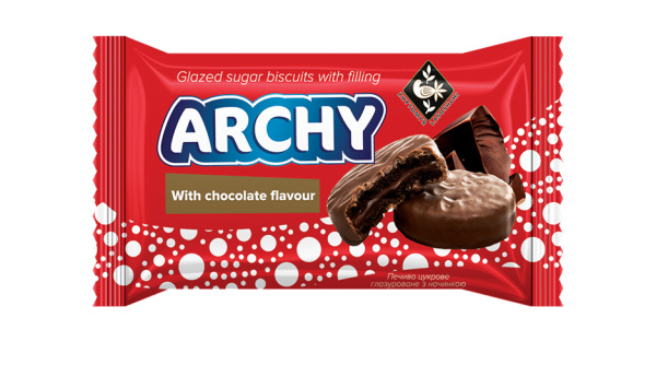 Печиво цукрове глазуроване з начинкою "Арчі" зі смаком шоколаду, 94 г